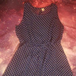 Blue and white polka dot dress